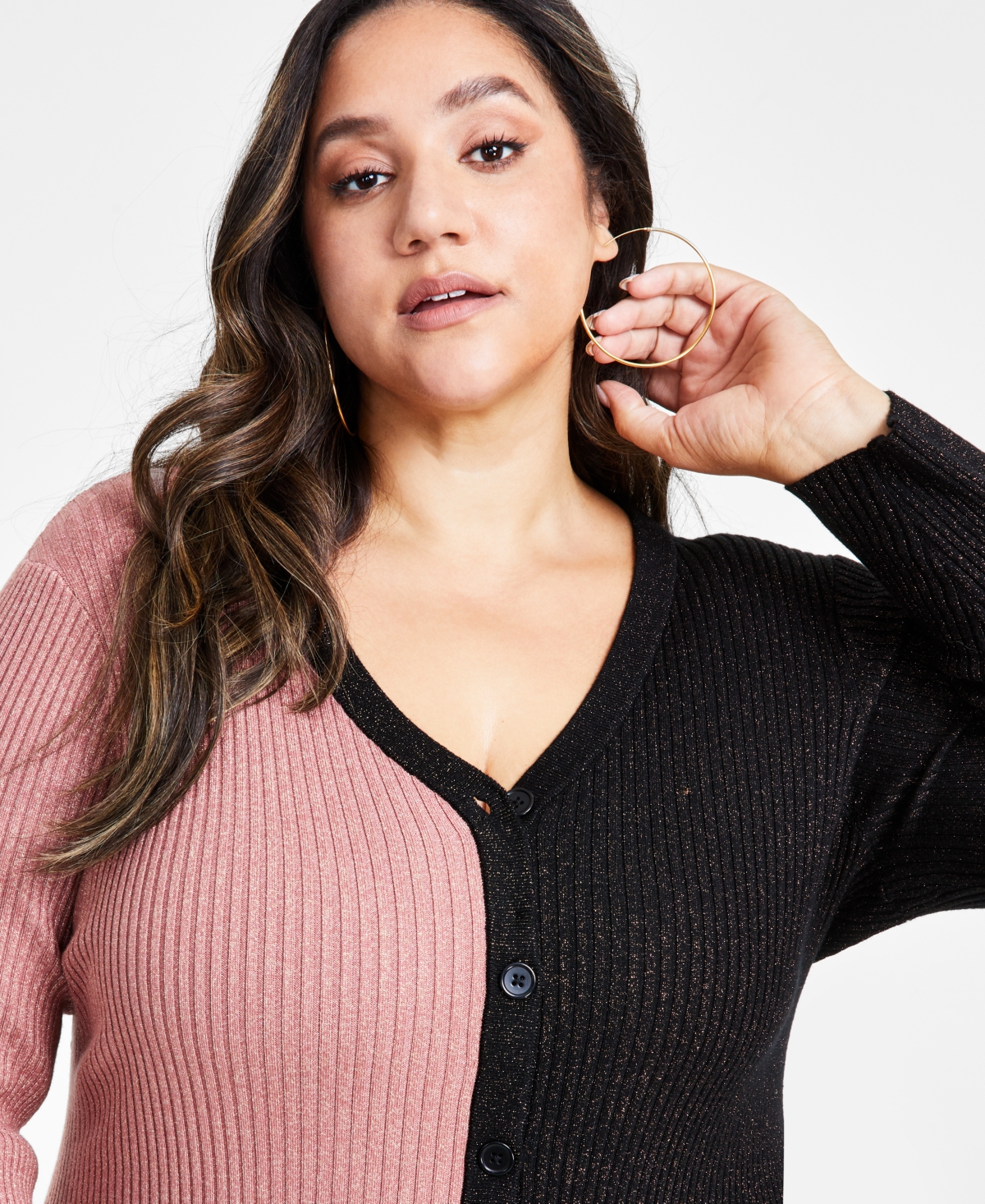 NINA PARKER TRENDY PLUS SIZE RIBBED BUTTON-FRONT DRESS 