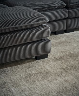 Modern U-Shaped 6-Seat Sectional Sofa with Ottoman and Pillows.