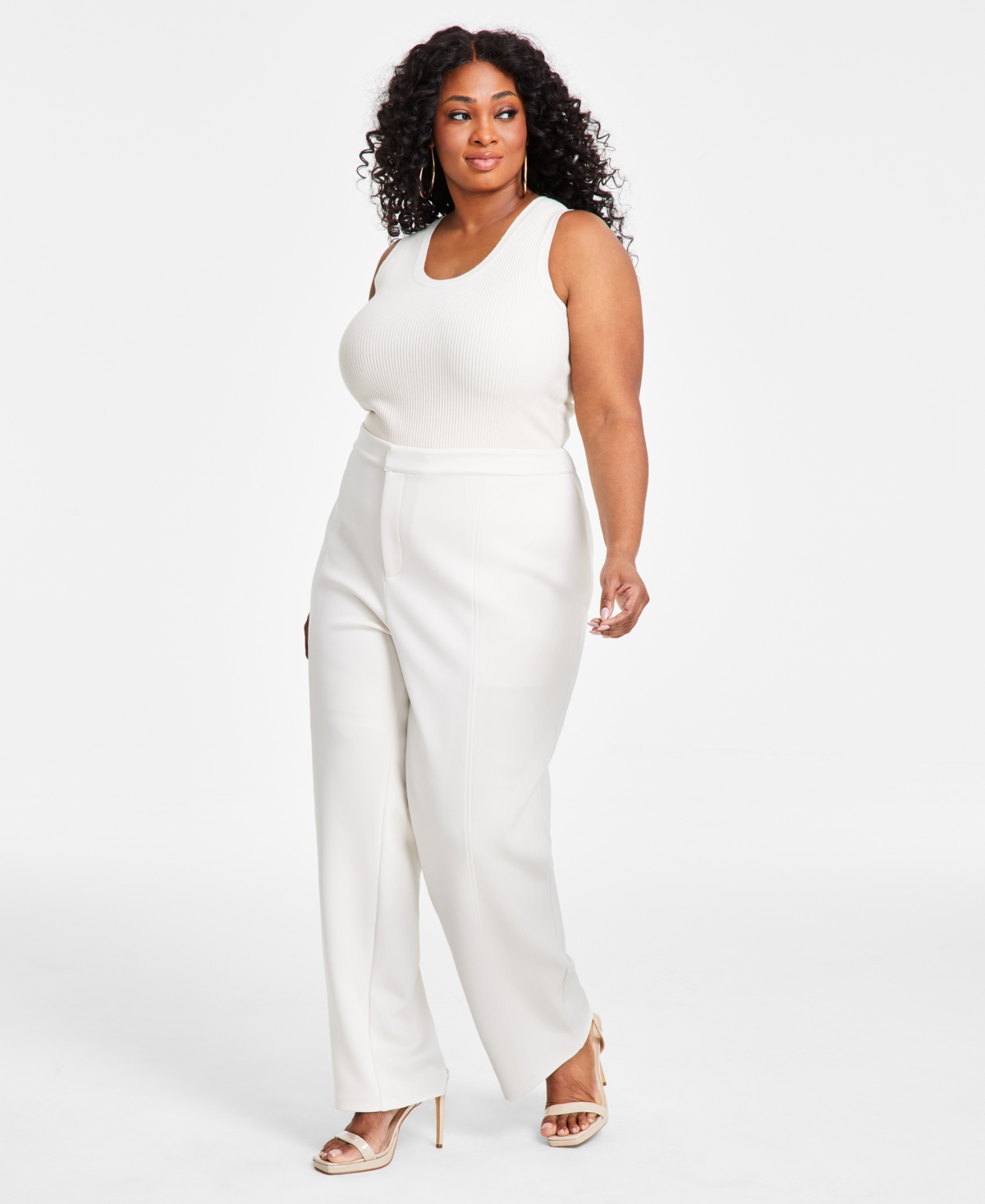 Trendy Plus Scuba Straight-Leg Pull-On Pants - Winter Oat