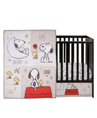 Snoopy Love 3-Piece Infant Baby Nursery Crib Bedding Set