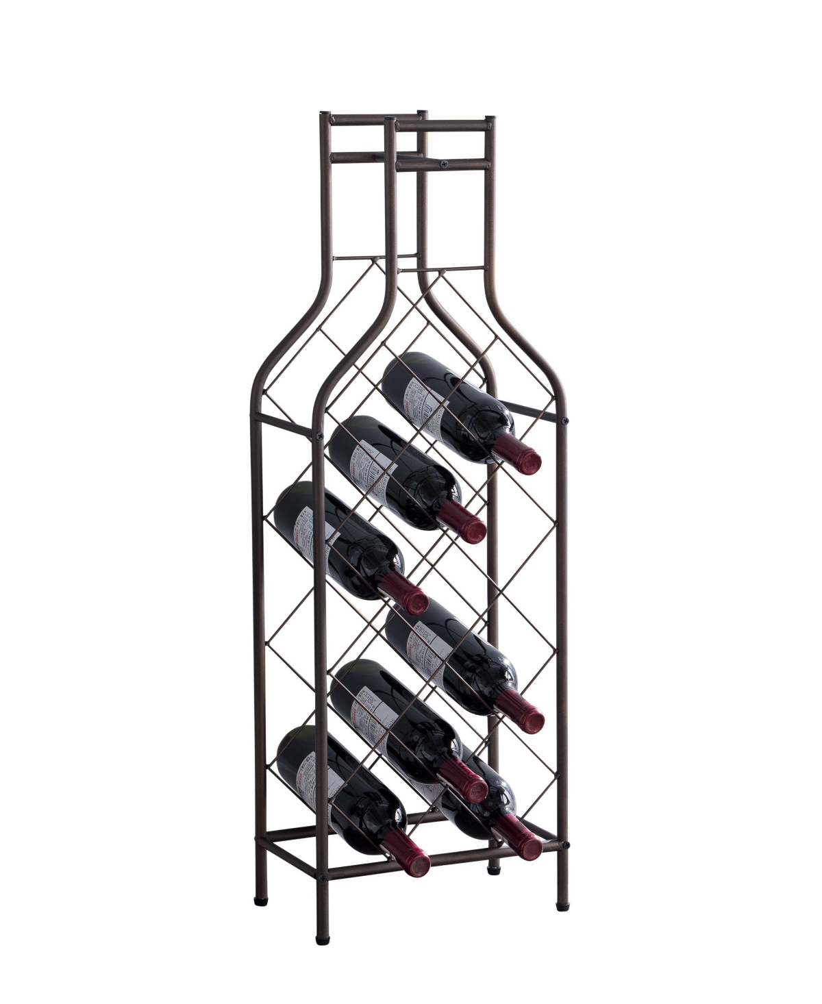 Kings Brand Furniture 12 Bottles Freestanding Floor Metal Wine Rack Wine Bottle Holders Stands for Home with Bottle Shape Bar Stand for Liquor