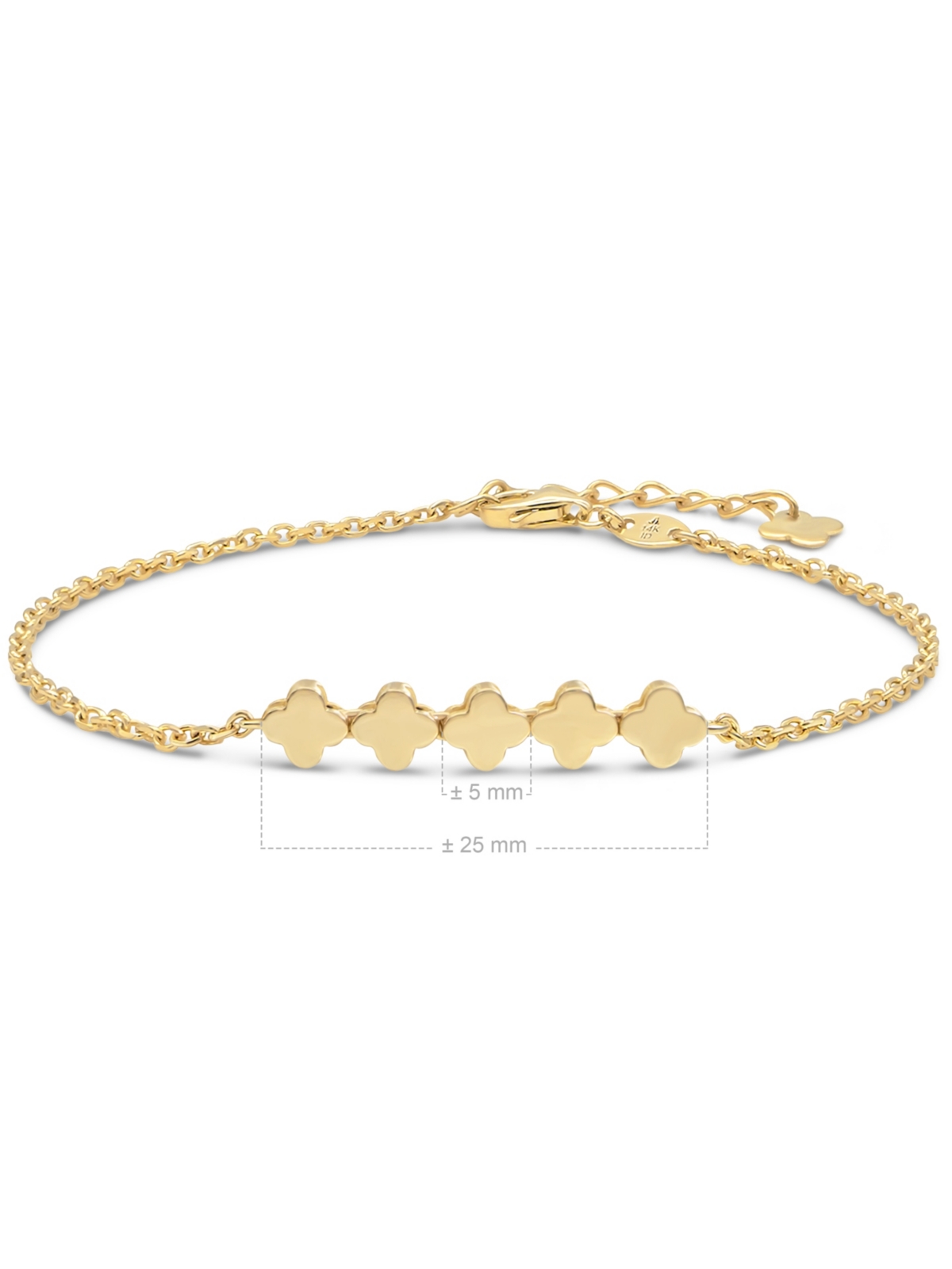 Devata Clover Chain Bracelet in 14K 6.5 in adj to in, approx. 2.7 grams - Gold