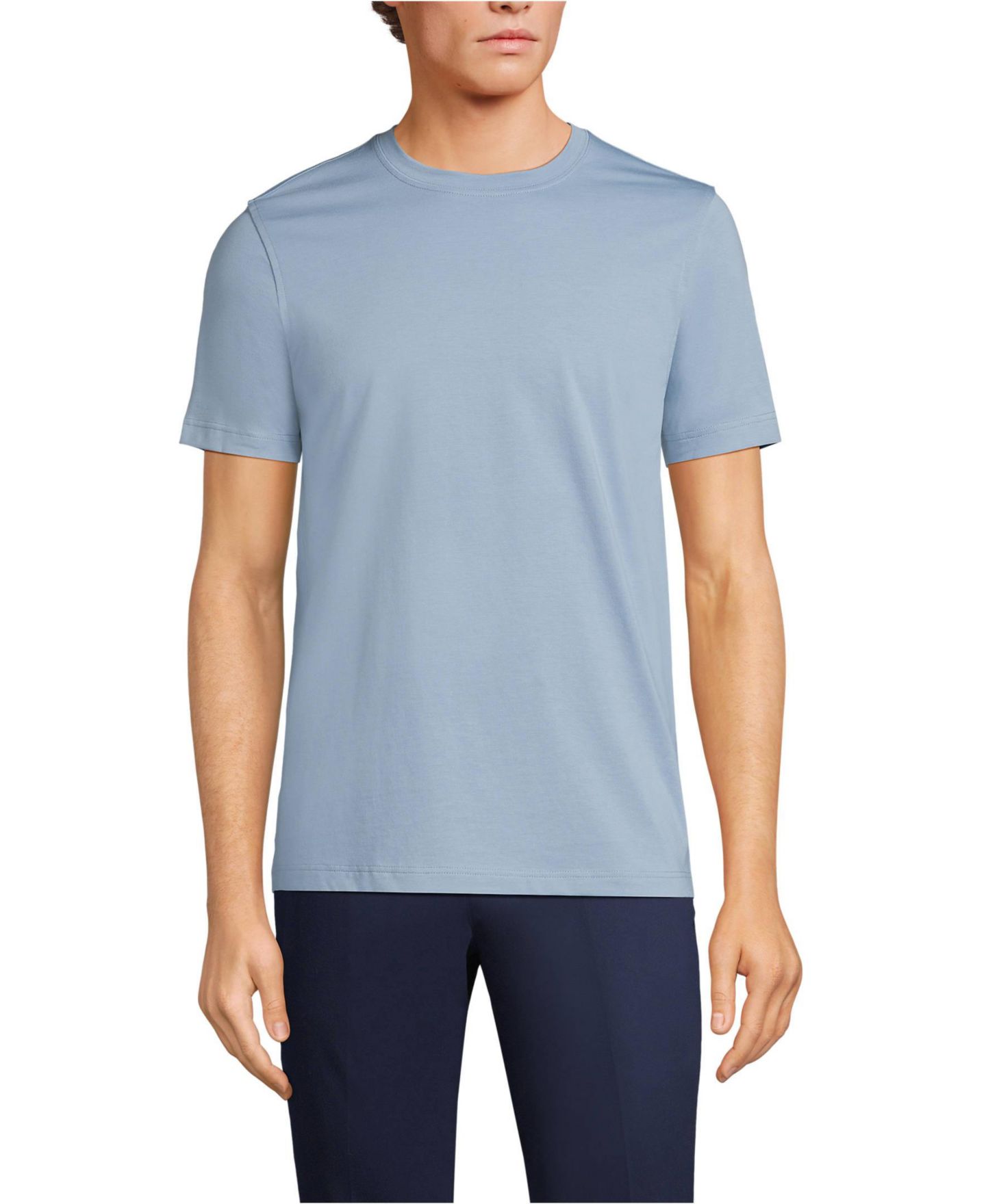 Мужская футболка Lands' End Tall Short Sleeve Cotton Supima, цвет: Бледный сланцевый синий — фото 1
