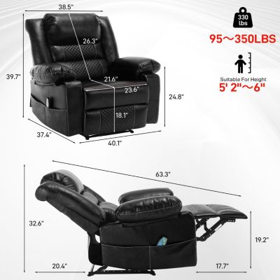 Leather Massage Recliner with Breathable Fabric
