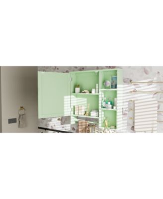 Wall Mounted Bathroom Storage Cabinet, Medicine Cabinets with large mirror door, adjustable shelves and three open storage levels(Not Include Bathroom Vanity)
