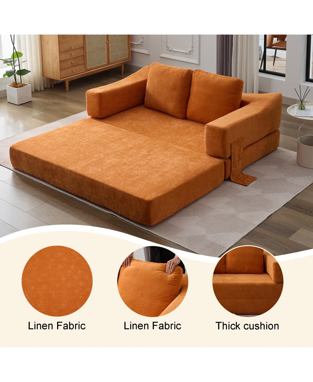 Streamdale Furniture Modern Minimalist Sofa, Fold-Out Sofa Bed, Convertible Chair Floor Couch & Sleeping Mattress for Living room, Bedroom, Apartment,