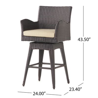 Streamdale Modern Wicker Swivel Barstool with Tapered Legs