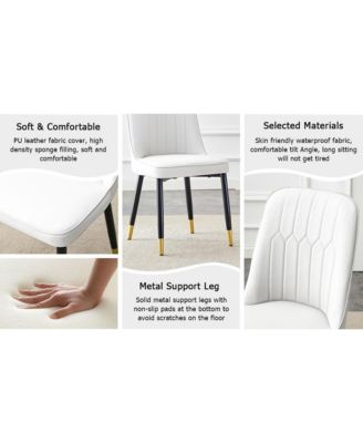 Table and chair set.Modern rectangular dining table with black textured stickers glass tabletop and gold plated metal legs.Paired with 6 comfortable chairs with PU seats and black metal legs.