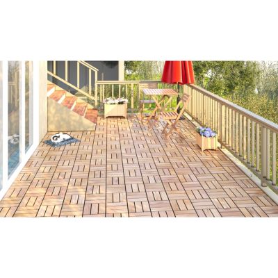 Streamdale 10PCS 12" Striped Acacia Deck Tiles
