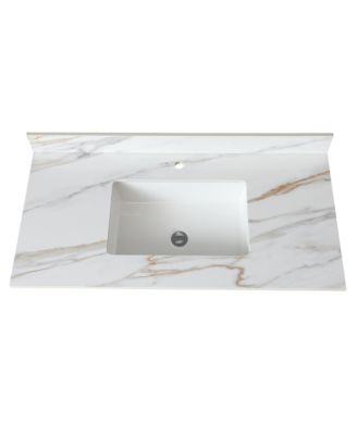 31" Marble Bathroom Vanity Top With Undermount Sink & 4" Backsplash - Engineered Stone