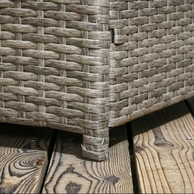 113 Gallon Deck Box, Rattan Outdoor Storage Box, Waterproof Storage Container for Indoor, Patio Furniture Cushions, Pool Toys, Garden Tools, Gray