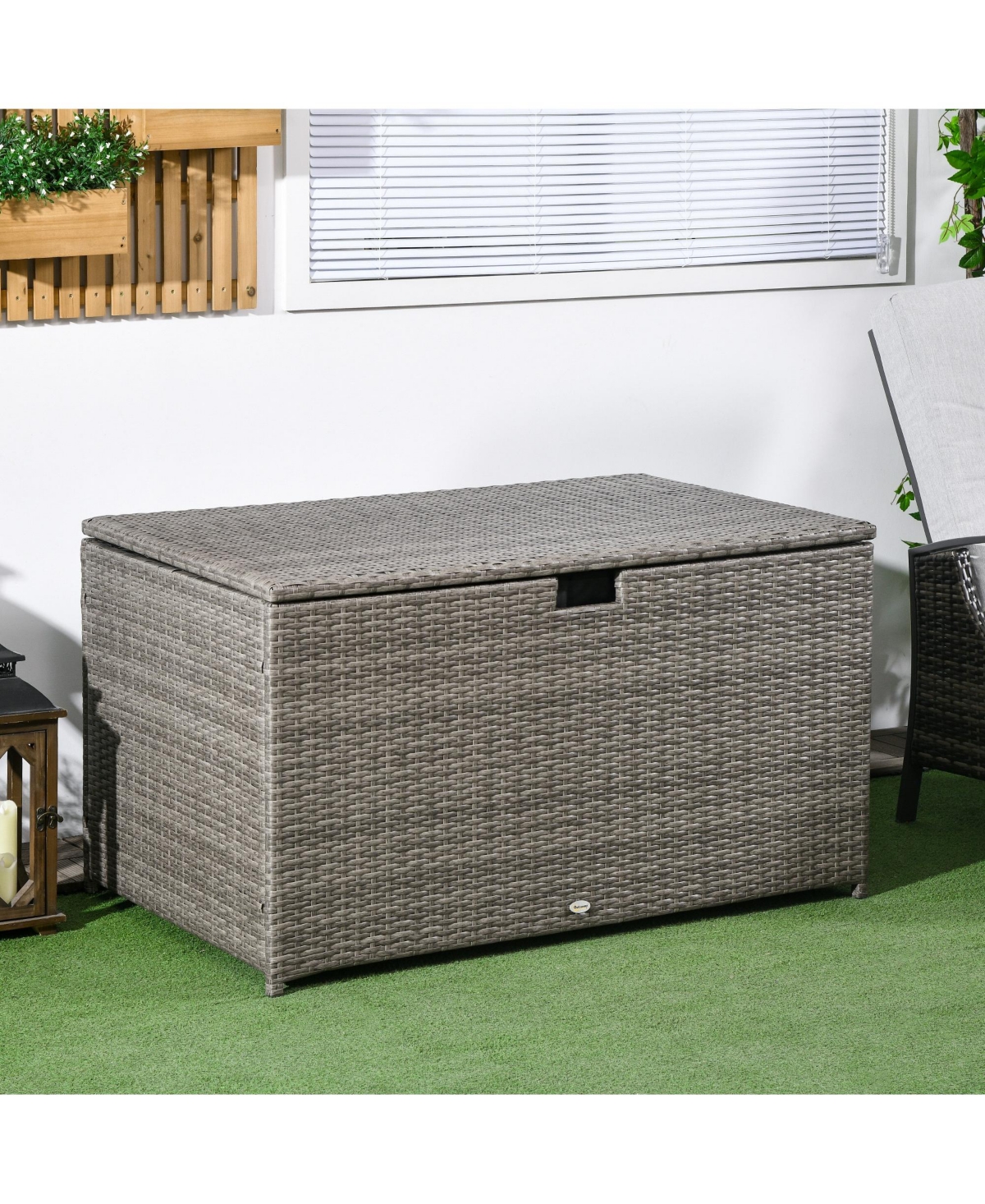 Streamdale Furniture 113 Gallon Deck Box, Rattan Outdoor Storage Box, Waterproof Storage Container for Indoor, Patio Furniture Cushions, Pool Toys, Ga