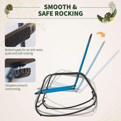 Garden Rocking Chair, Outdoor Indoor Sling Fabric Rocker for Patio, Balcony, Porch, Light Blue