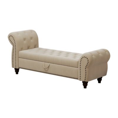  64.5" Tufted Velvet Chaise with Storage