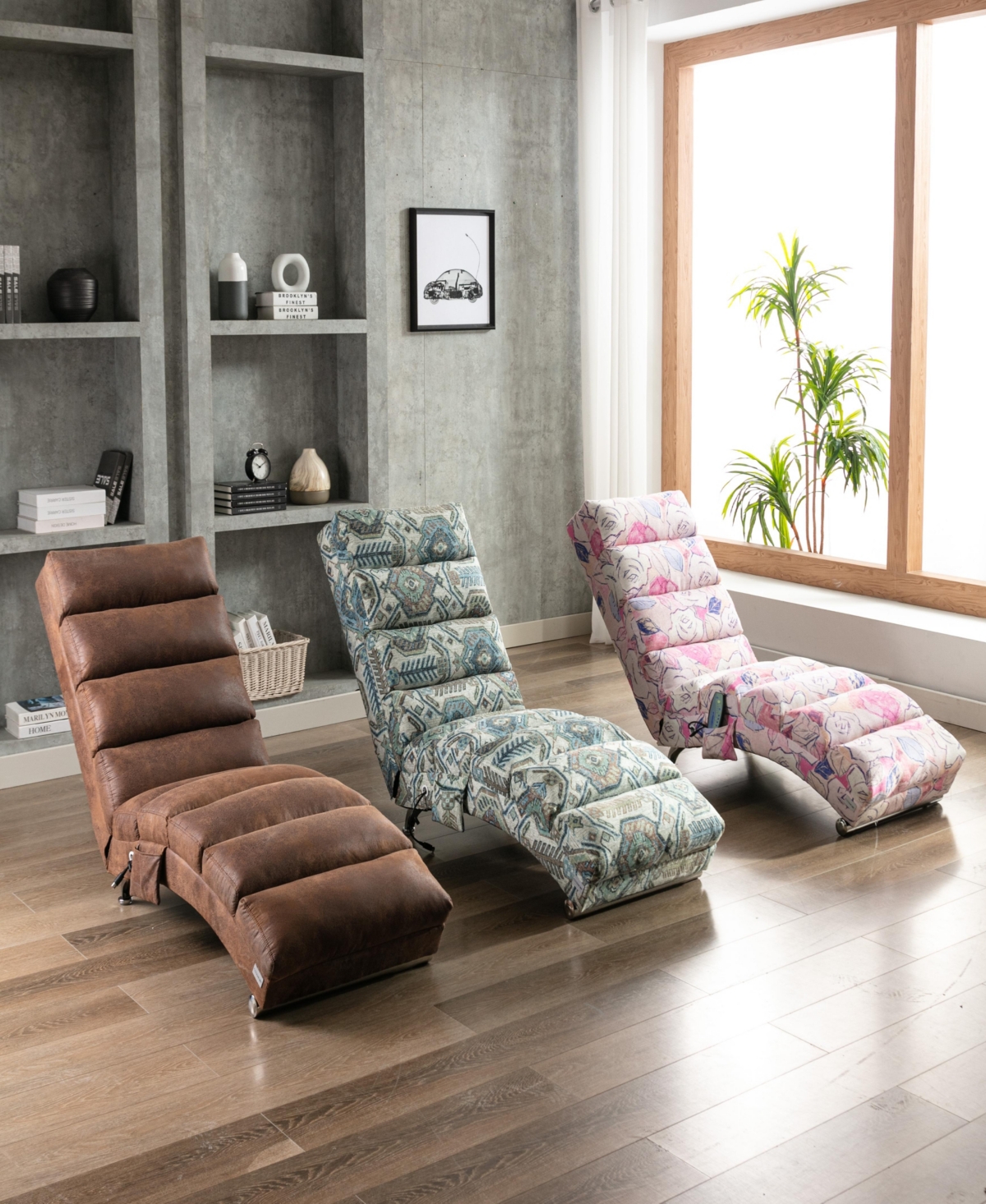 Streamdale Furniture Linen Massage Chaise Lounge Indoor with Remote Control, Ergonomic Electric Massage Long Lounger with 5 Modes for Office, Living R