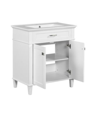 30" Vanity with Ceramic Basin and Adjustable Shelves