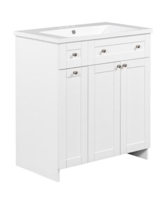 Transitional Blue Bathroom Vanity with Abundant Storage, 30