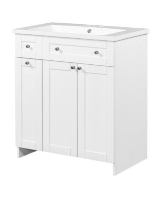 Transitional Blue Bathroom Vanity with Abundant Storage, 30