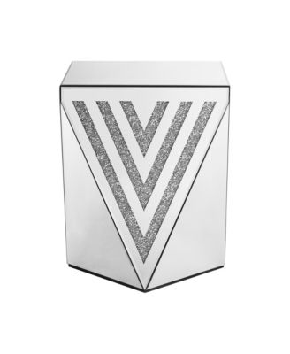 Crystal-Inlaid Mirror Side Table for Living Room