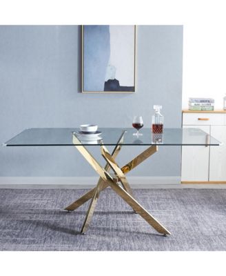 Rectangular Tempered Glass Dining Table, Modern Dining Room Interior Design, For 6 People