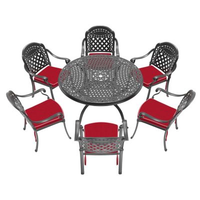 (Cushions In Random Colors)7-Piece Set Of Cast Aluminum Patio Furniture With Cushions