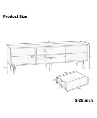 63 Inch TV Stand Features Vintage-style and Bevel Design, TV Stand with Drawers, Entertainment Center for Living Room Bedroom, TV Media Console