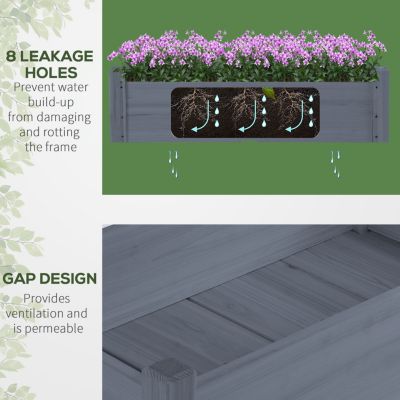 34"x34"x28" Raised Garden Bed, 2-Tier Elevated Wood Planter Box for Backyard, Patio to Grow Vegetables, Herbs, and Flowers, Gray