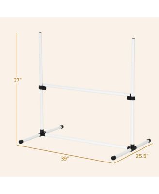 6 Piece Dog Agility Training Equipment for Dog Agility Course with Adjustable Height Jump Bars, Included Carry Bag, & Displacing Top Bar, White