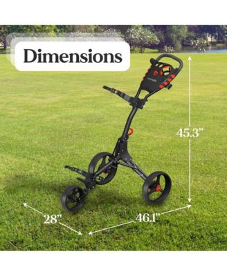 Foldable 3-Wheel Golf Push Cart with Scorecard and Cup Holder