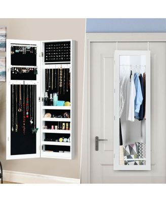 Door and Wall Mounted Armoire Jewelry Cabinet with Full-Length Mirror