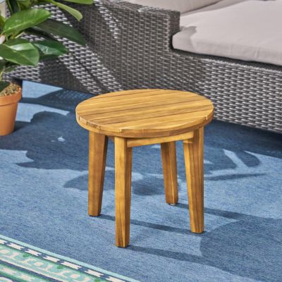 Streamdale Outdoor 16" Acacia Wood Side Table, Teak Finish