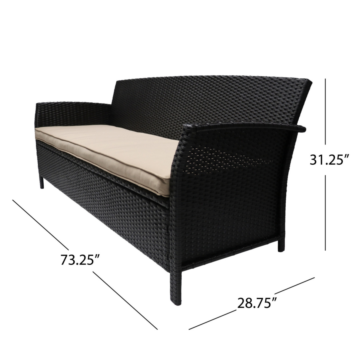 Elegant And Durable Wicker 3-Seater Sofa For Outdoor Comfort