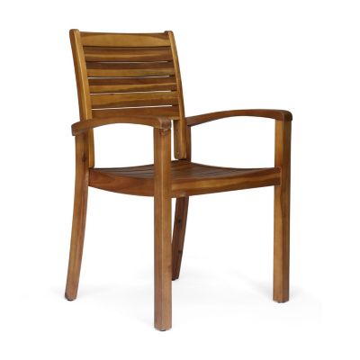 Streamdale Miguel Coastal Acacia Wood Stackable Dining Chairs (Set Of 2)