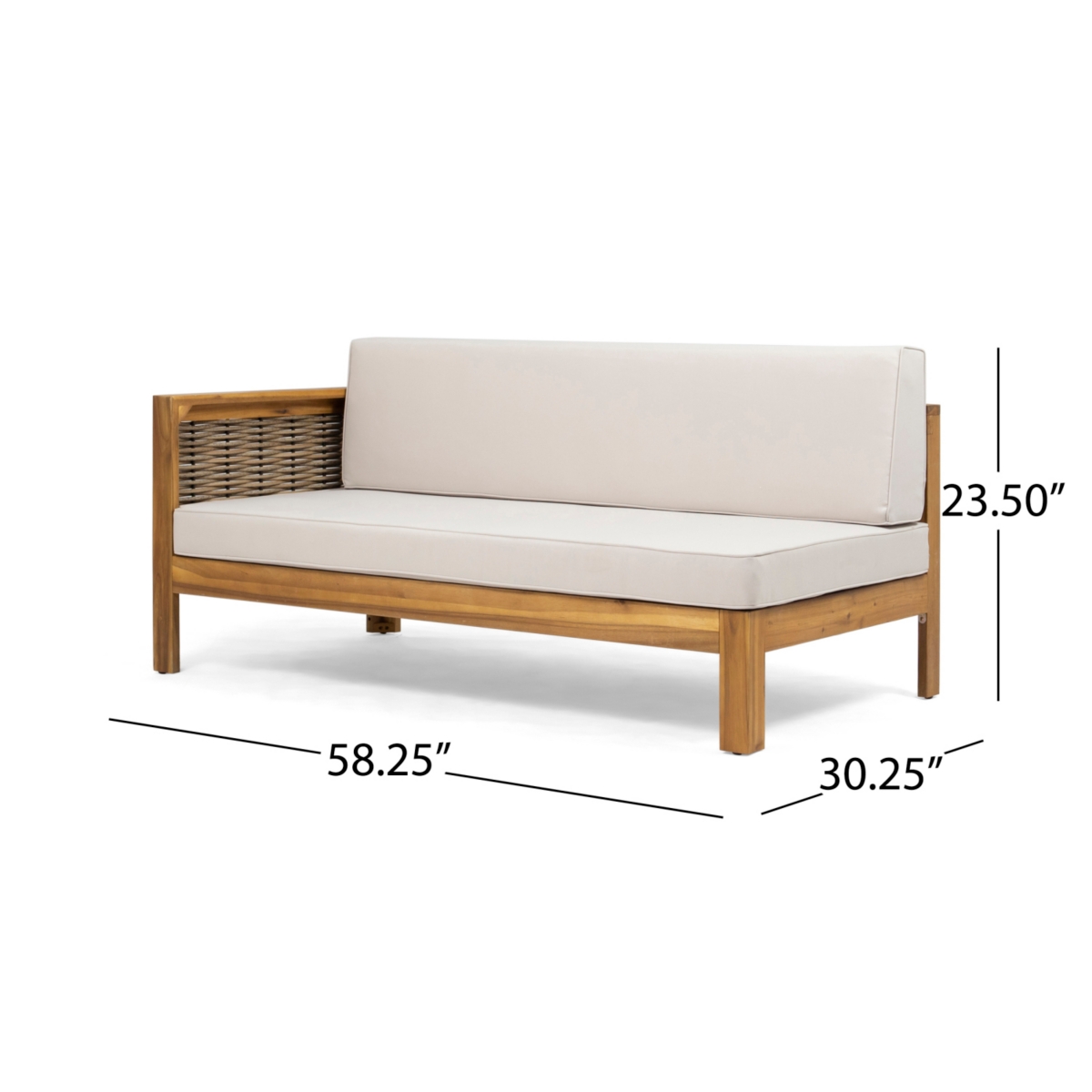 Streamdale Furniture Linwood 3-Piece Wood And Pe Rattan Coversation Sectional Seating Set,- Beige