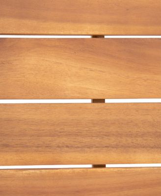 Aston Acacia Wood Outdoor Loveseat Set_Loveseat&Coffee Table - Teak Finish + Dark Gray Cushion