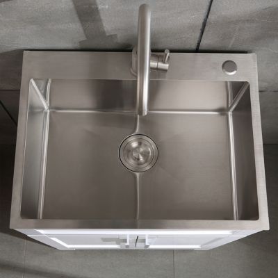 24" Stainless Steel Sink with Faucet & Drain