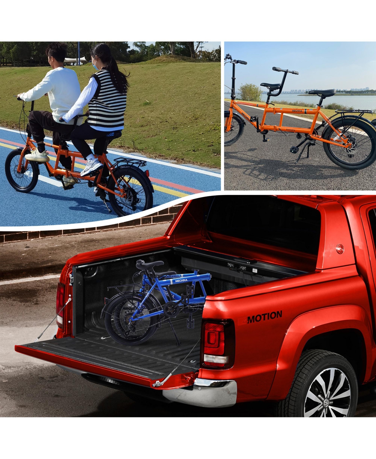 Streamdale Furniture Tandem bike, 20inch wheels, 2-seater, shimano 7speed, foldable tandem adult beach cruiser