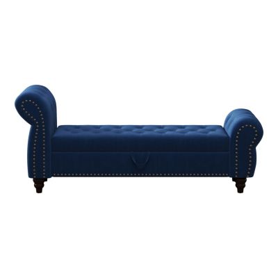Streamdale Navy Velvet Tufted Storage Chaise