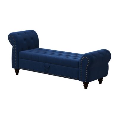 Streamdale Navy Velvet Tufted Storage Chaise