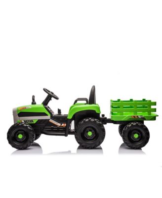 Ride on Tractor2.0 with Trailer,24V Battery Powered Electric Tractor Toy, 200w2motor 1.86-4.97MPH/Remote Control, electric car for kids, Three speed adjustable, USB, MP3, Bluetooth, LED light, safety