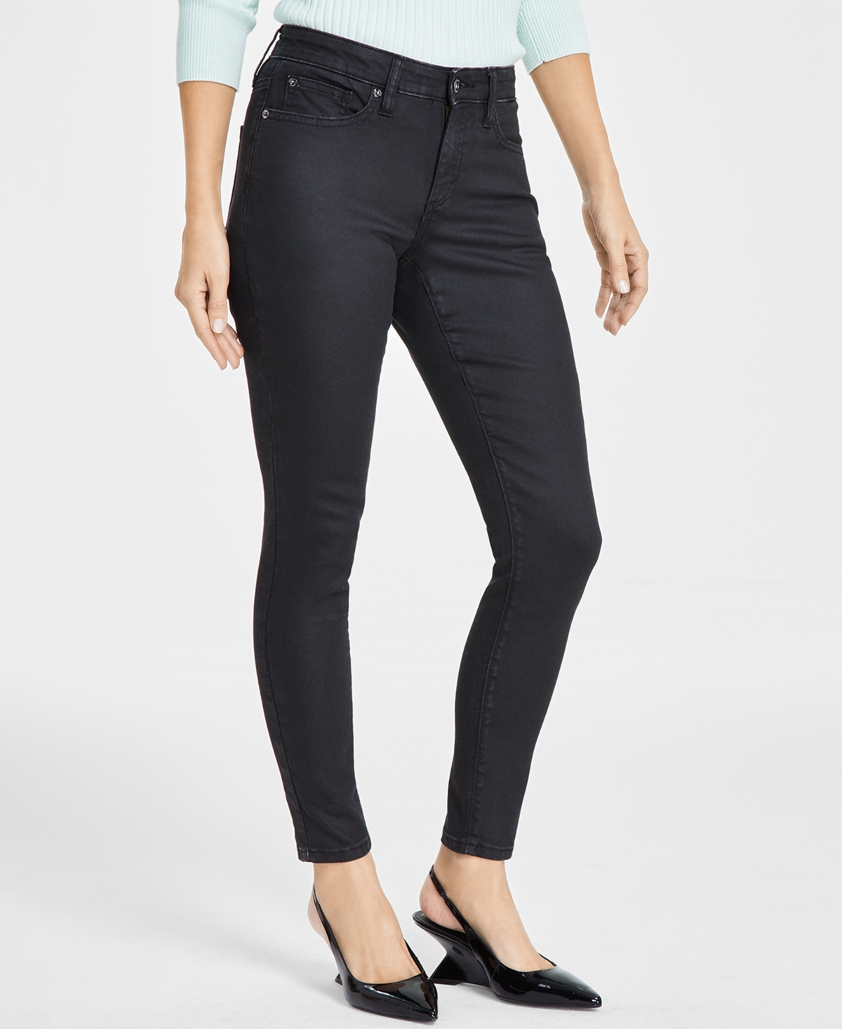 INC INTERNATIONAL CONCEPTS WOMEN'S MID-RISE COATED SKINNY JEANS, EXCLUSIVELY AT MACY'S 