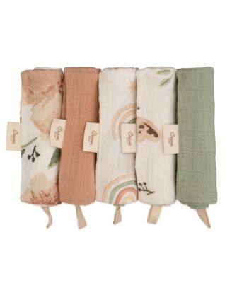 Crane Baby - Infants Parker Pink Floral Wash Cloth, 5-Pc. Set