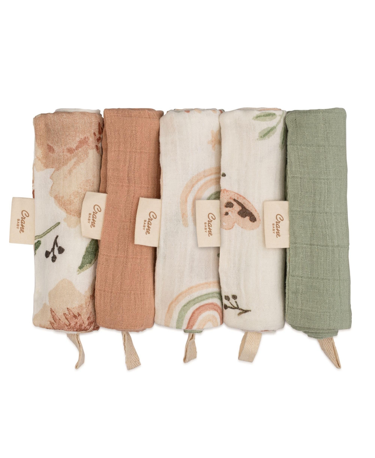 CRANE BABY INFANTS PARKER PINK FLORAL WASH CLOTH, 5-PC. SET 