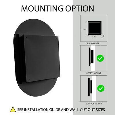 20x34 Inch Oval Recessed Medicine Cabinet, Metal Framed Bathroom Wall Cabinet with Mirror and Adjustable Shelves, Wall Mirror with Storage for Bathroom, Matte Black