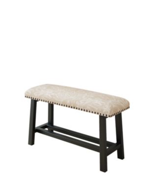 39" Vintage, Linen with Upholstered Bench Seat, Rustic Wood Legs for Bedroom, Living Room, Beige