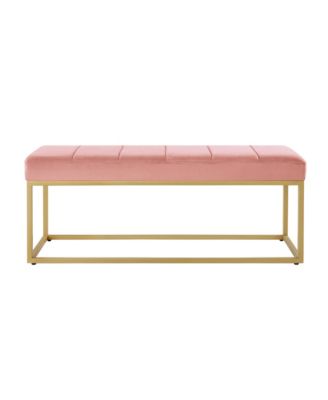 Modern Tufted Channel Entryway Bench Emerald Velvet Upholstered End of Bed Bench with Metal Frame, Footboard Bench for Living Room, Bedroom