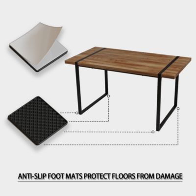 59" MDF Dining Set with Black Metal Chairs