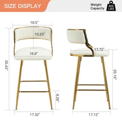 Corduroy Counter Height Bar Stools with Back