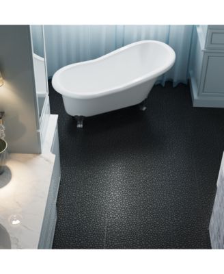 12 x 12 Inch Black Interlocking Deck Tiles Plastic Waterproof Outdoor All Weather Anti-slip Bathroom Shower Balcony Porch Strong Weight Capacity Upto 440 LBS, Pebble Stone Pattern Pack of 24