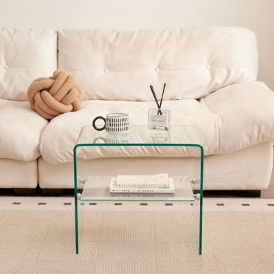 Streamdale Clear Glass Side & End Table, Tempered Glass End Table Small Table